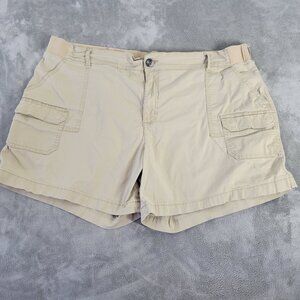 Lee Women's Cargo Shorts 24W Plus Beige Relaxed Fit Elastic Waist C1XE
